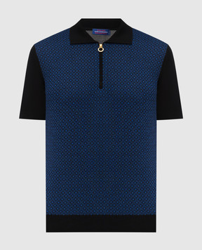Stefano Ricci Black cashmere polo shirt with pattern W505013P31W25105