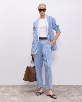 Brunello Cucinelli Blue linen pants with lurex MH547P8308
