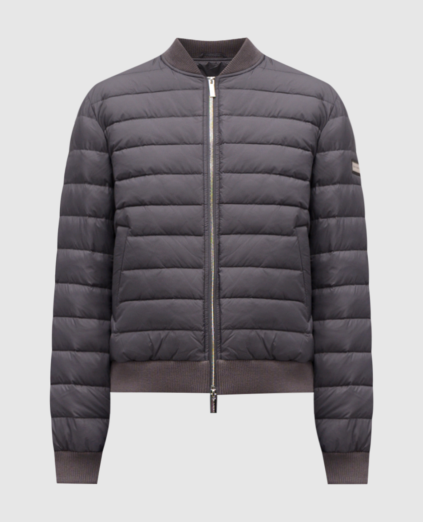 

Grey down bomber jacket with logo patch Be Florence