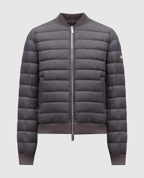 Be Florence Grey down bomber jacket with logo patch BE25M100