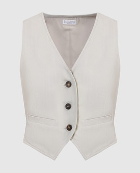 Brunello Cucinelli Gray linen waistcoat with monil chain MH126HU826