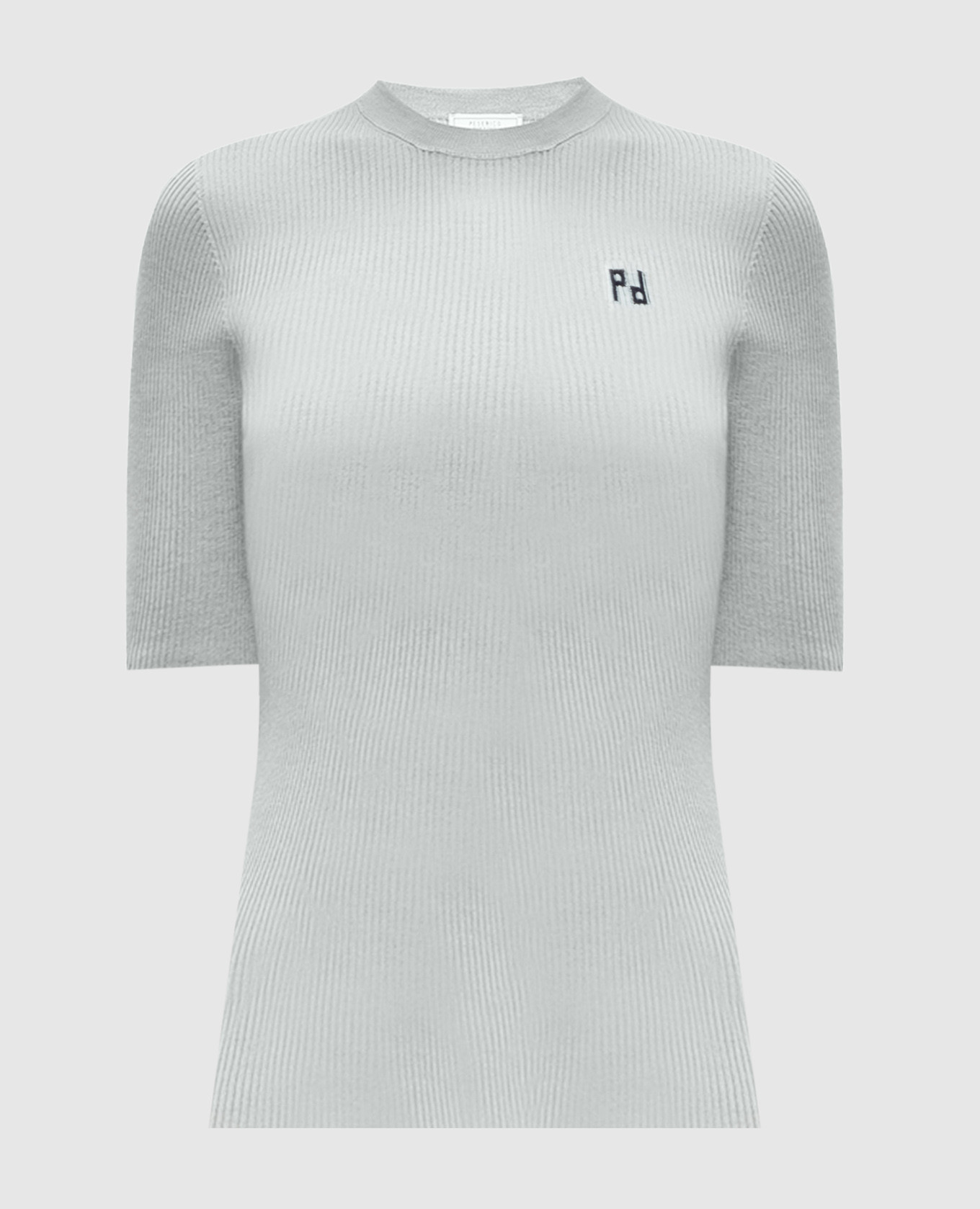 

Gray ribbed cashmere and silk top with monogram embroidery Peserico, Grey