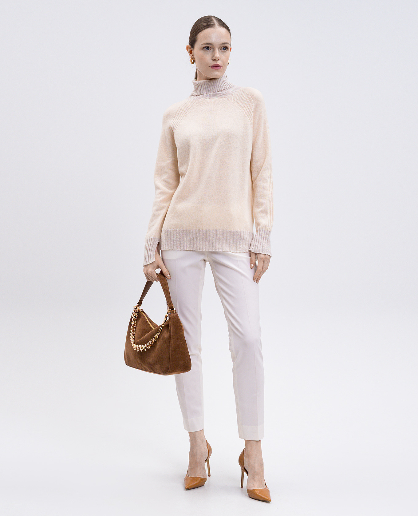 

Beige wool and cashmere sweater with lurex Twinset