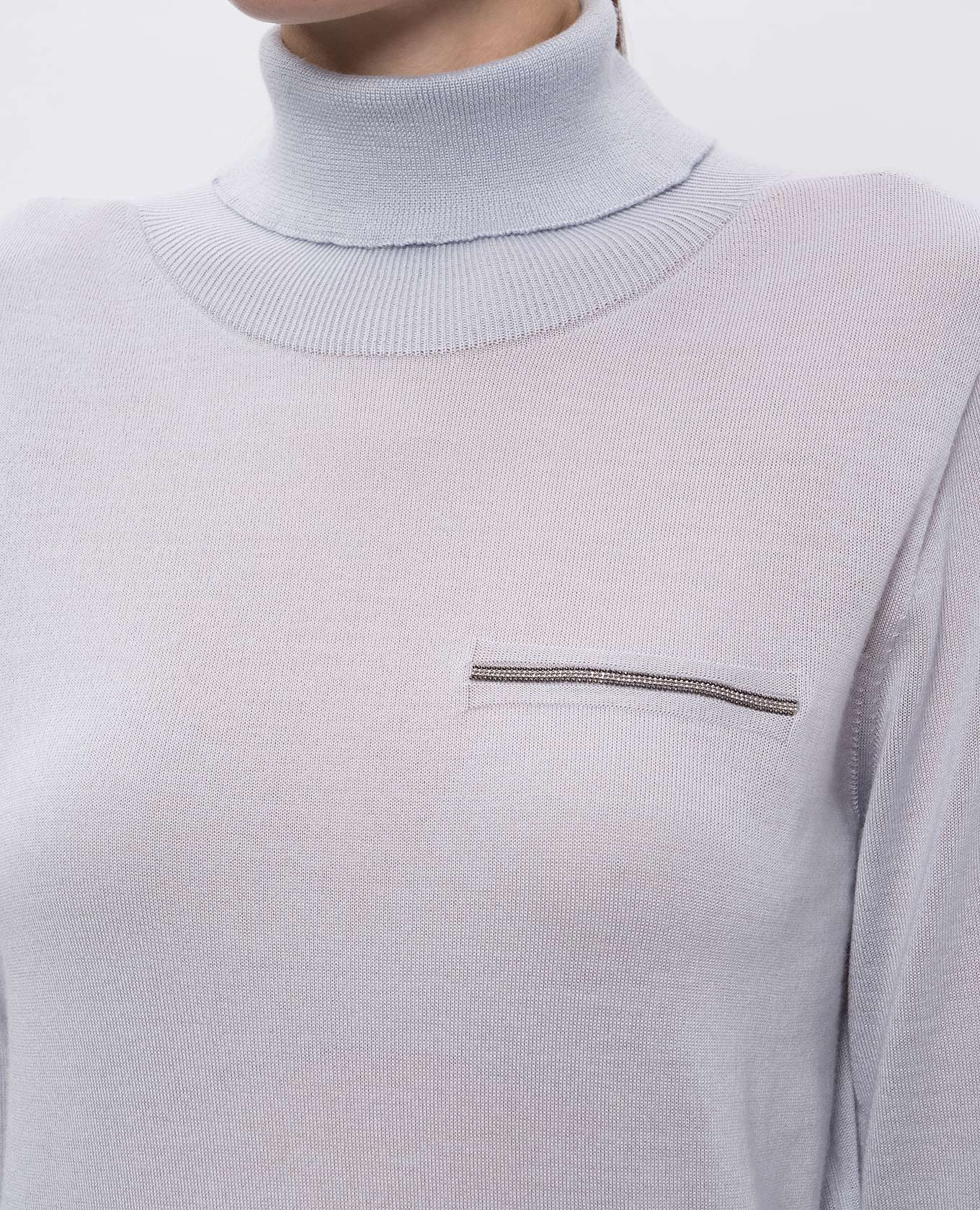 

Blue cashmere and silk turtleneck with monil chain Peserico, Light blue