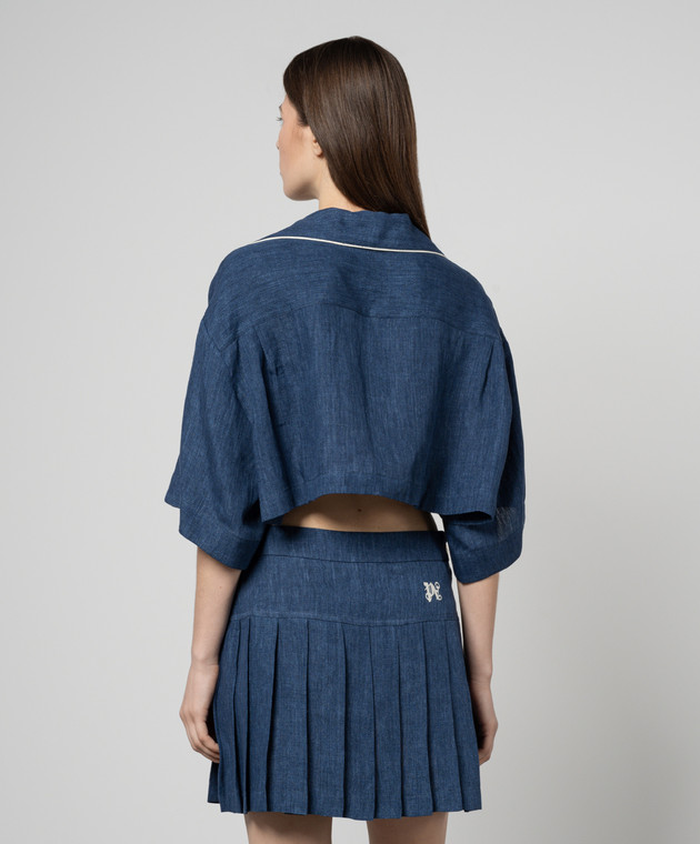 Palm Angeles Monogram Linen Denim Crop