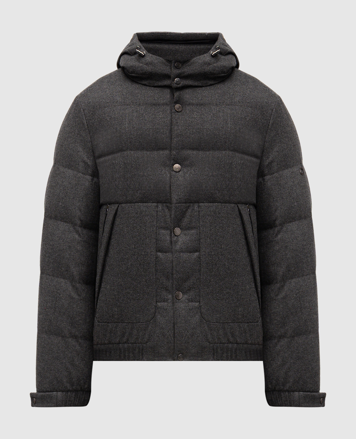 Gray wool and cashmere down jacket