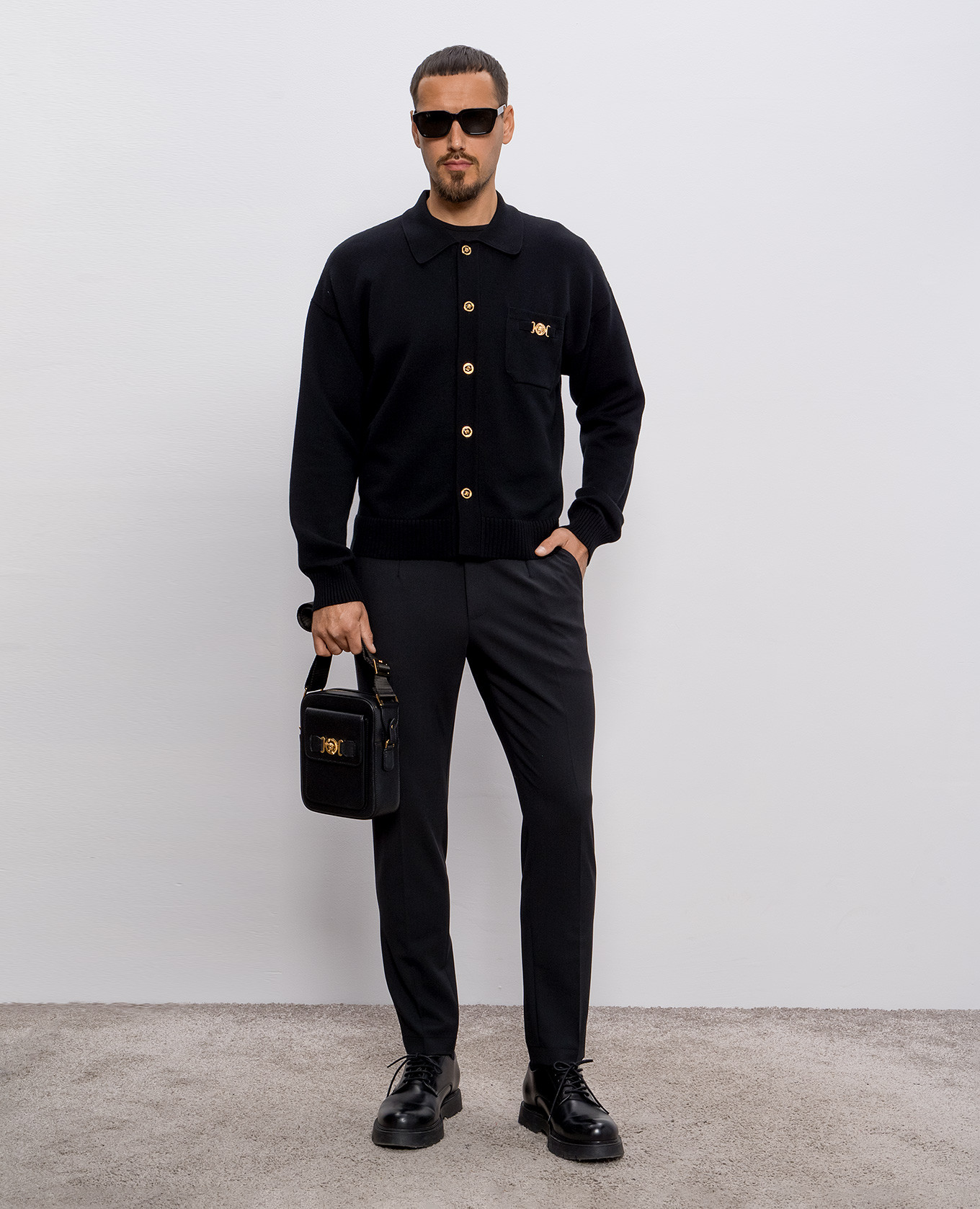 

Medusa Biggie black cashmere cardigan Versace