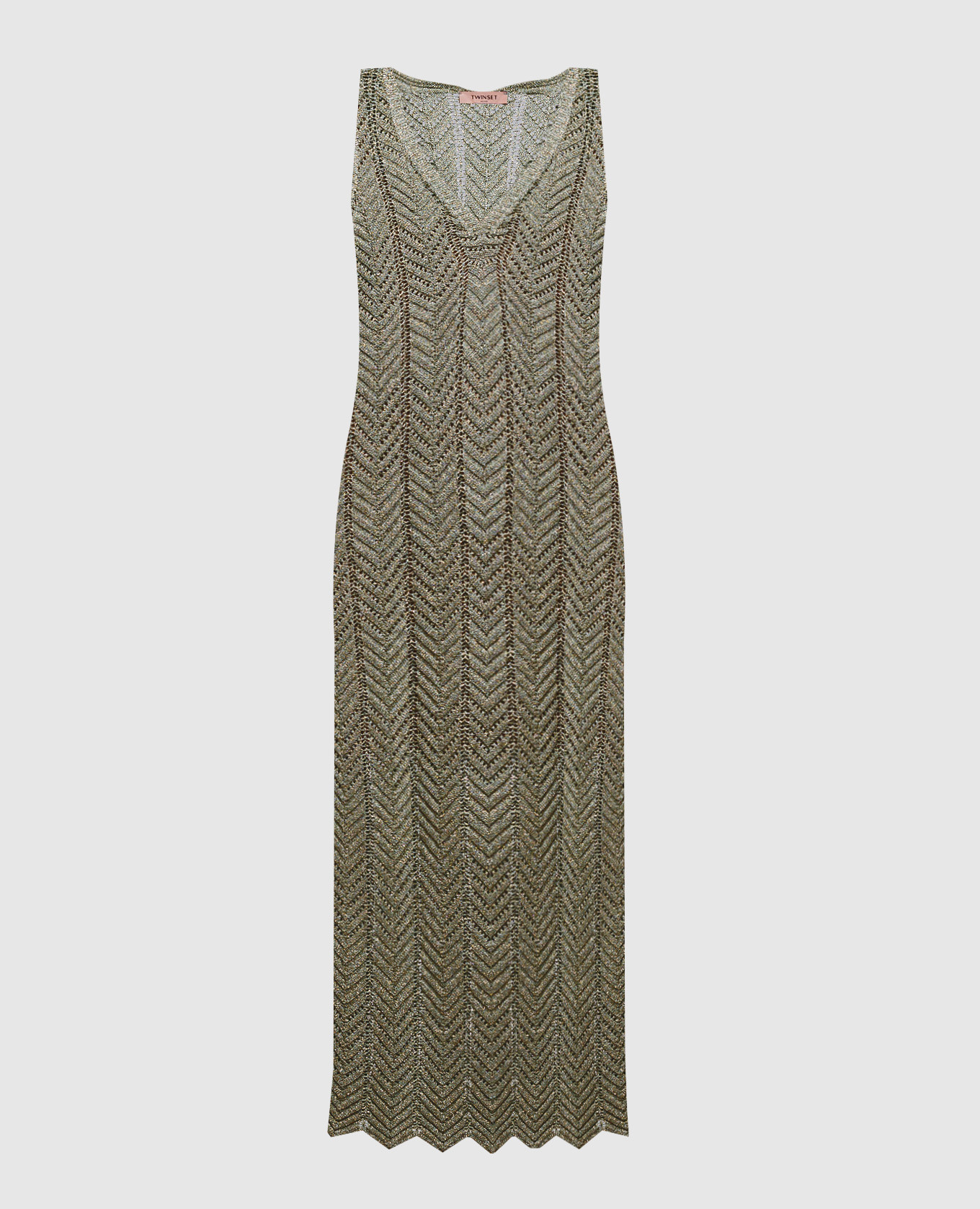 Beige midi dress with lurex Twinset