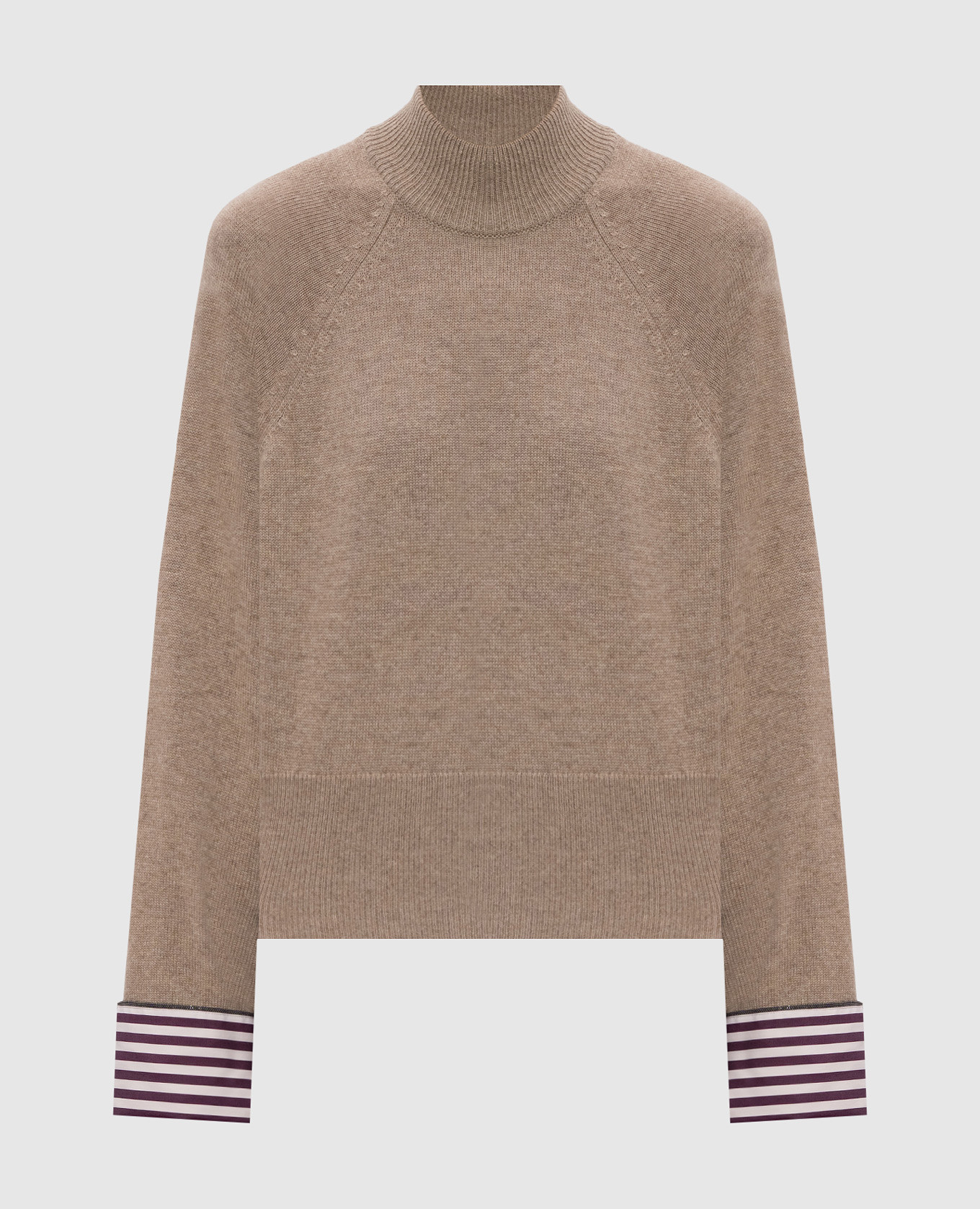 Beige cashmere sweater with cuffs Brunello Cucinelli