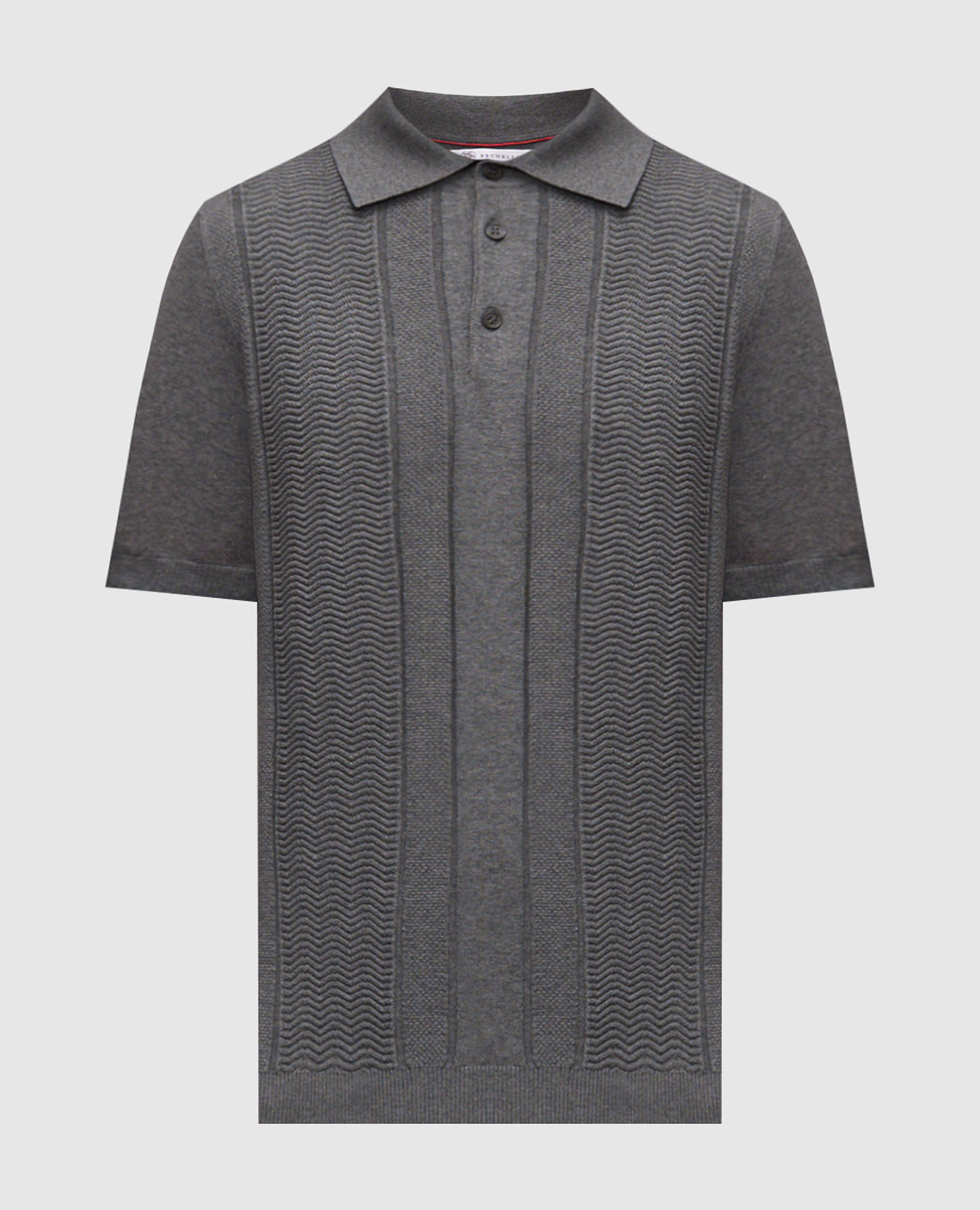 Grey polo shirt with woven pattern Brunello Cucinelli