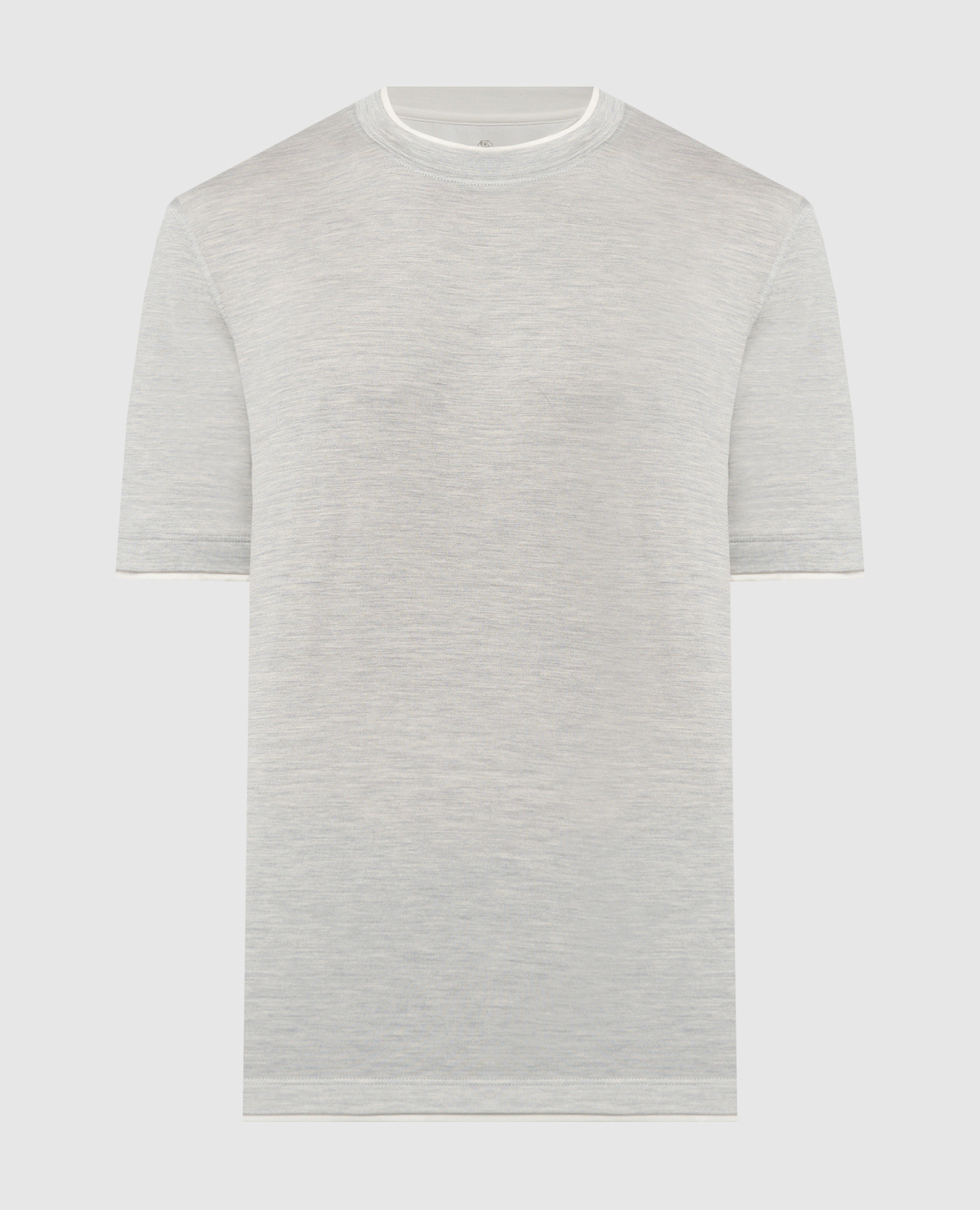 

Gray melange t-shirt with layered silk Brunello Cucinelli, Серый