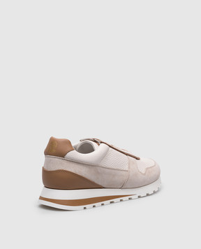 Brunello Cucinelli Beige leather sneakers with logo patch MZUESLA289