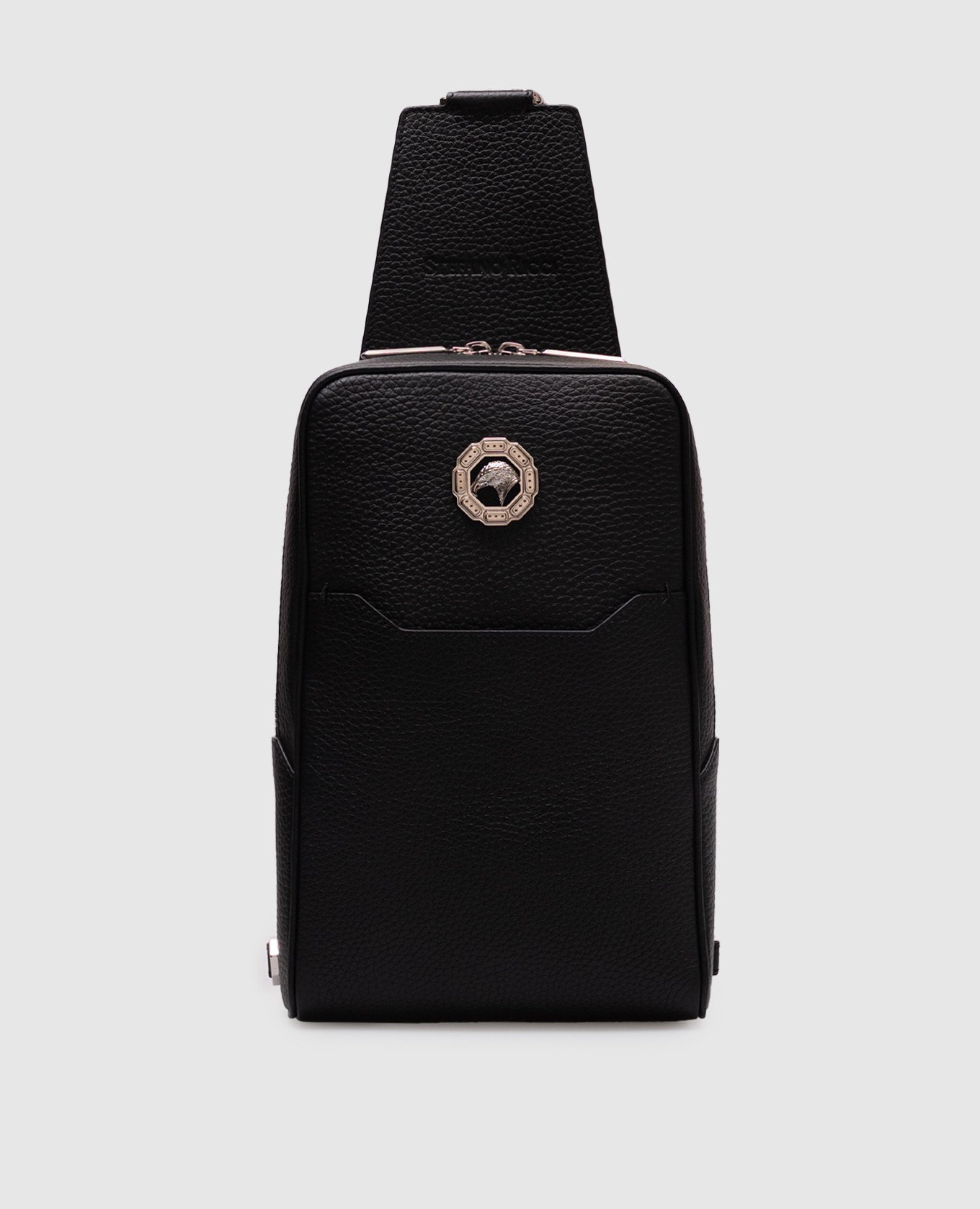 

Black leather sling bag with emblem Stefano Ricci