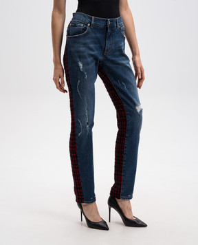Dolce&Gabbana Blue combo jeans with metallic DG logo FTBUWDG8BB2