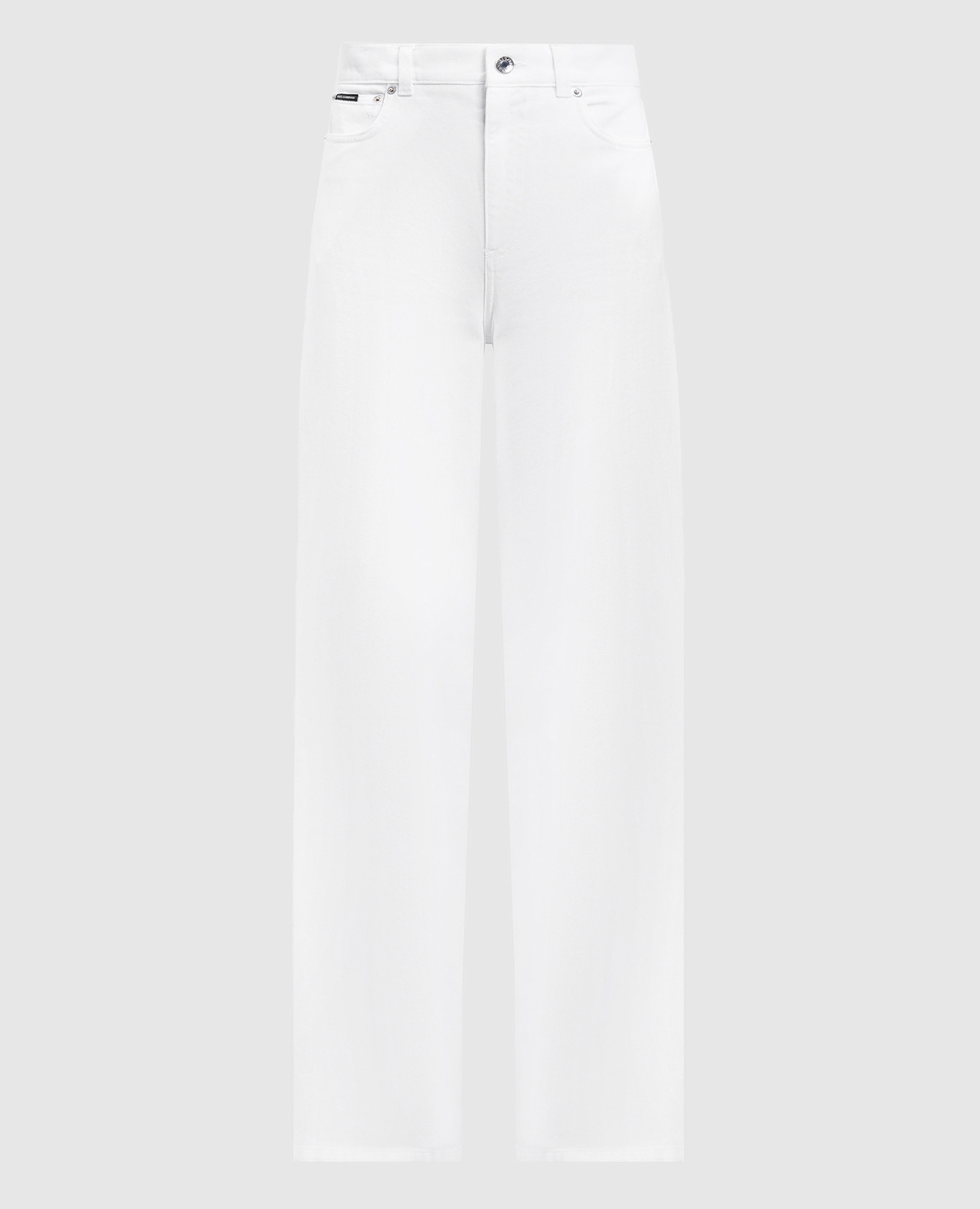 White jeans with logo patch Dolce&Gabbana