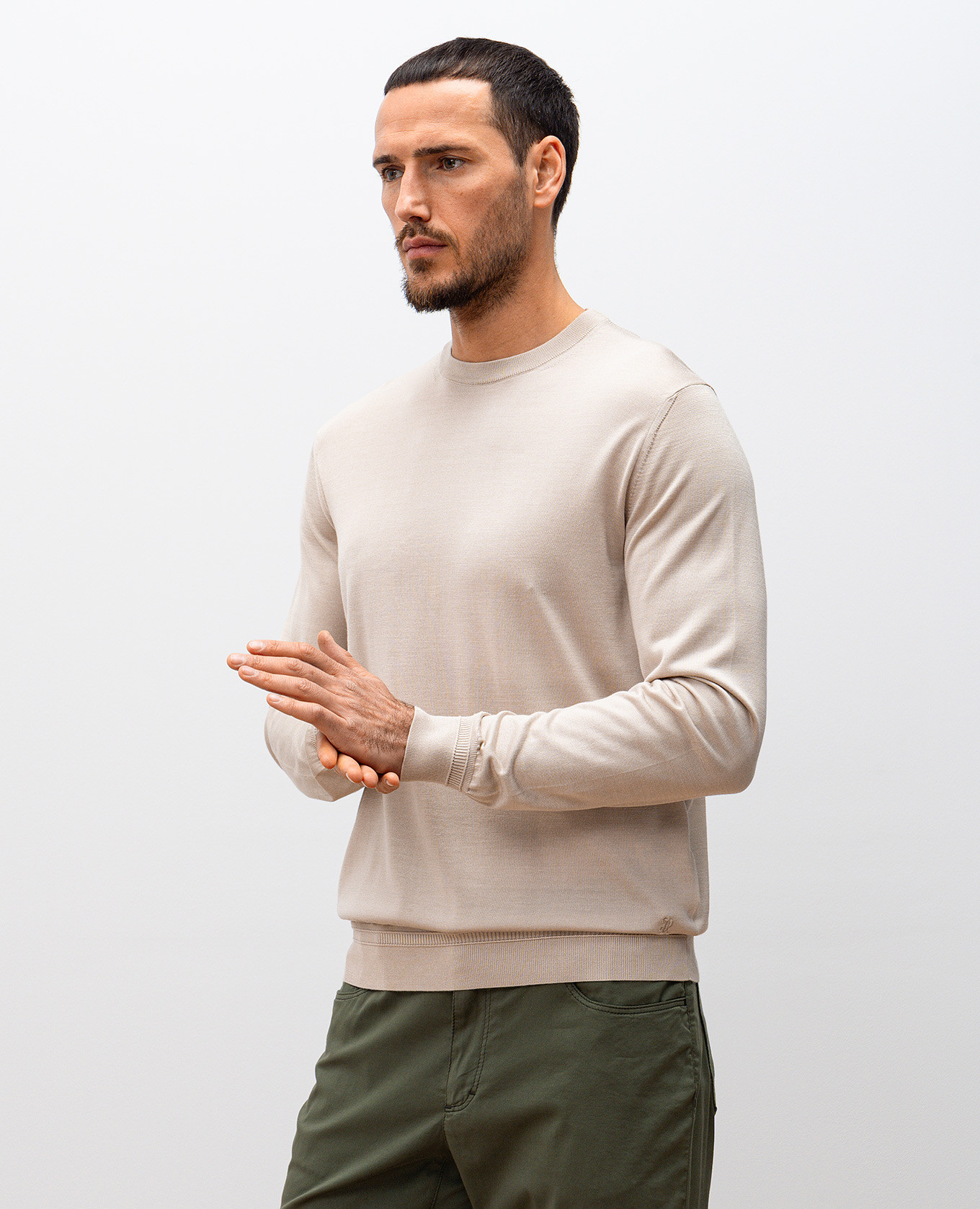 

Beige silk jumper with logo monogram Stefano Ricci