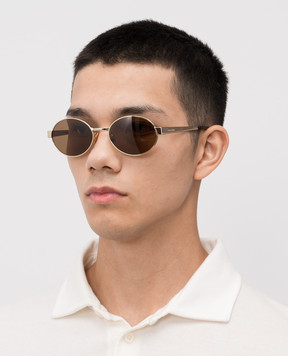 Saint Laurent Gold sunglasses with logo engraving 779851Y9902