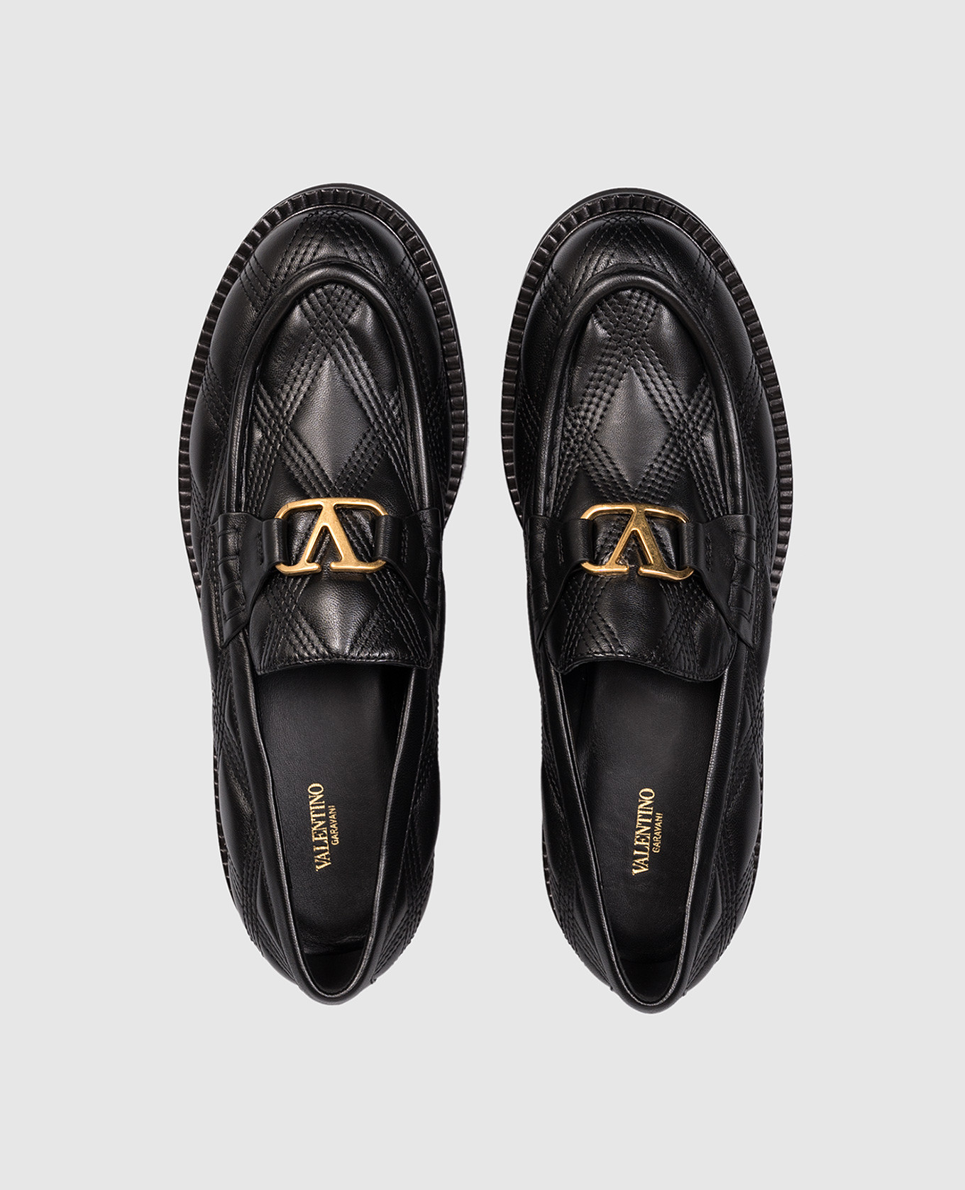 

Black leather loafers with VLogo emblem Valentino