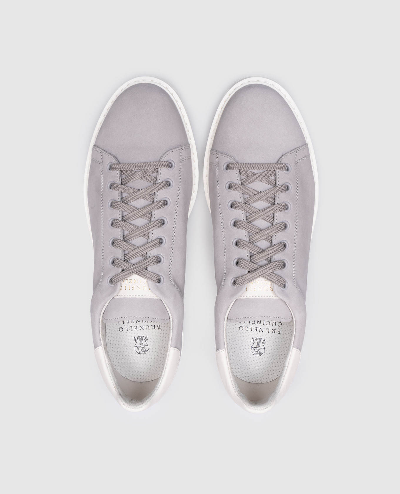 Gray nubuck sneakers with logo Brunello Cucinelli 4