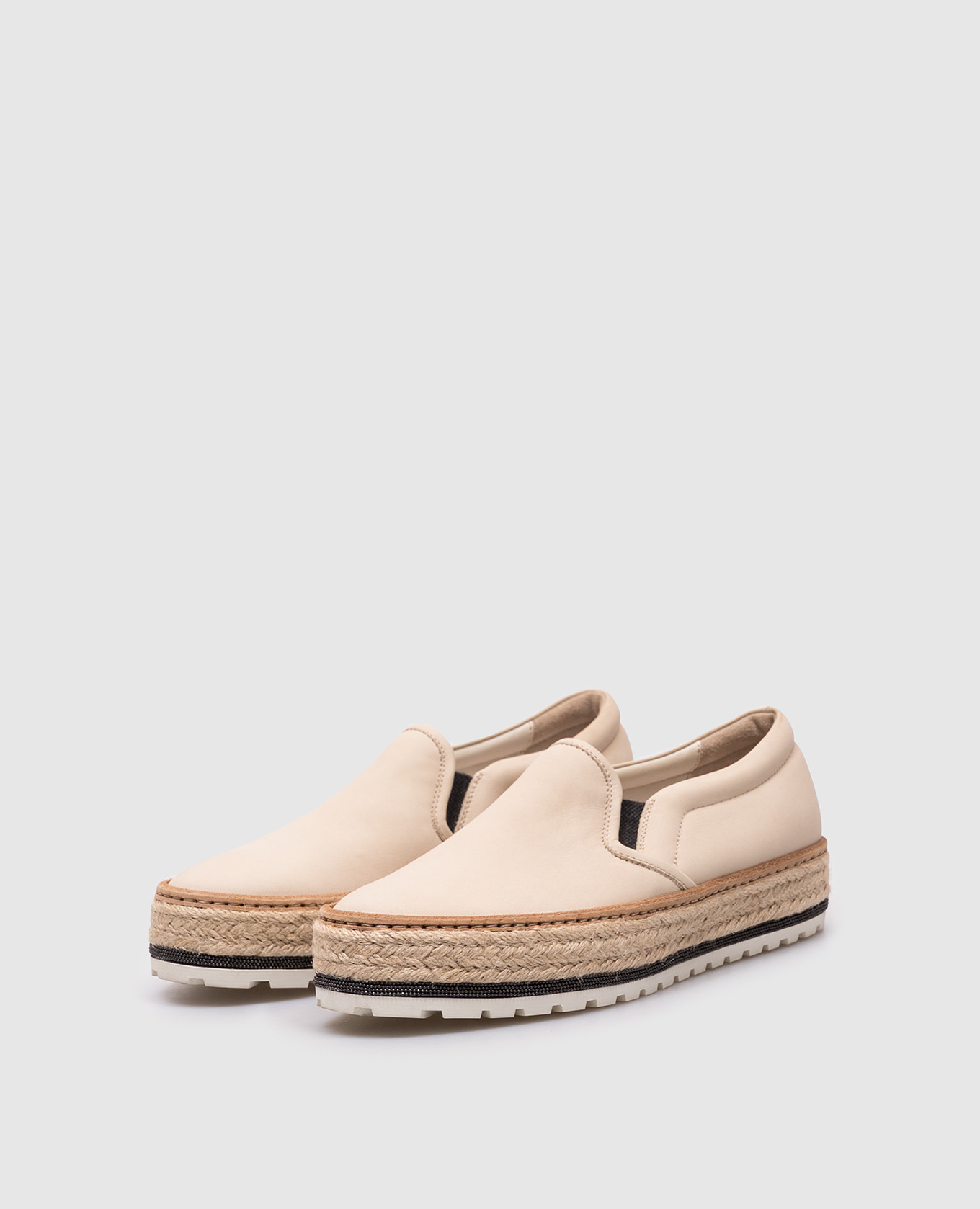 

Beige nubuck slip-ons with monil chain Brunello Cucinelli
