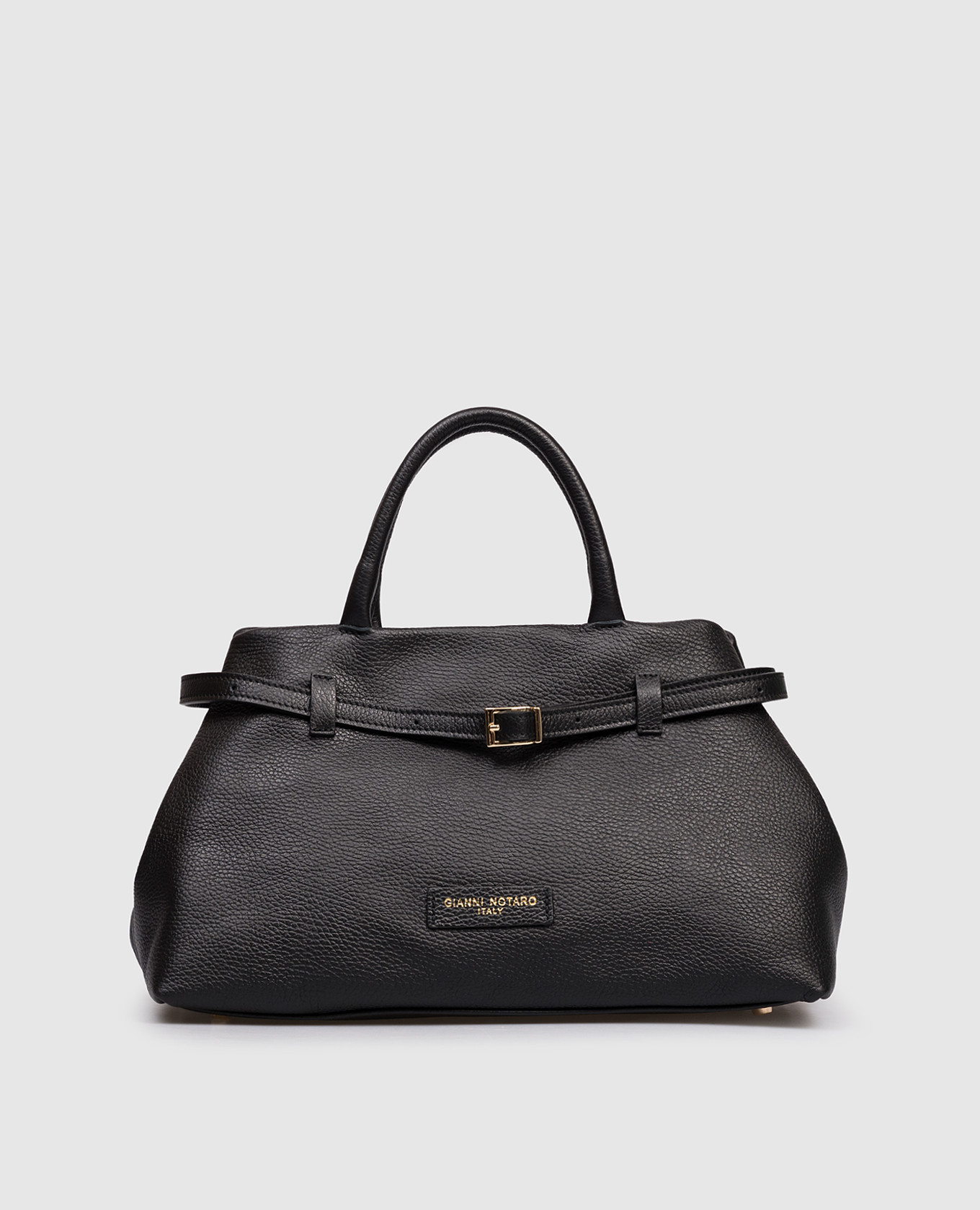 

Black leather bag with logo patch Gianni Notaro