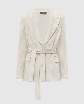 Peserico Beige corduroy jacket with lurex E01156A01595