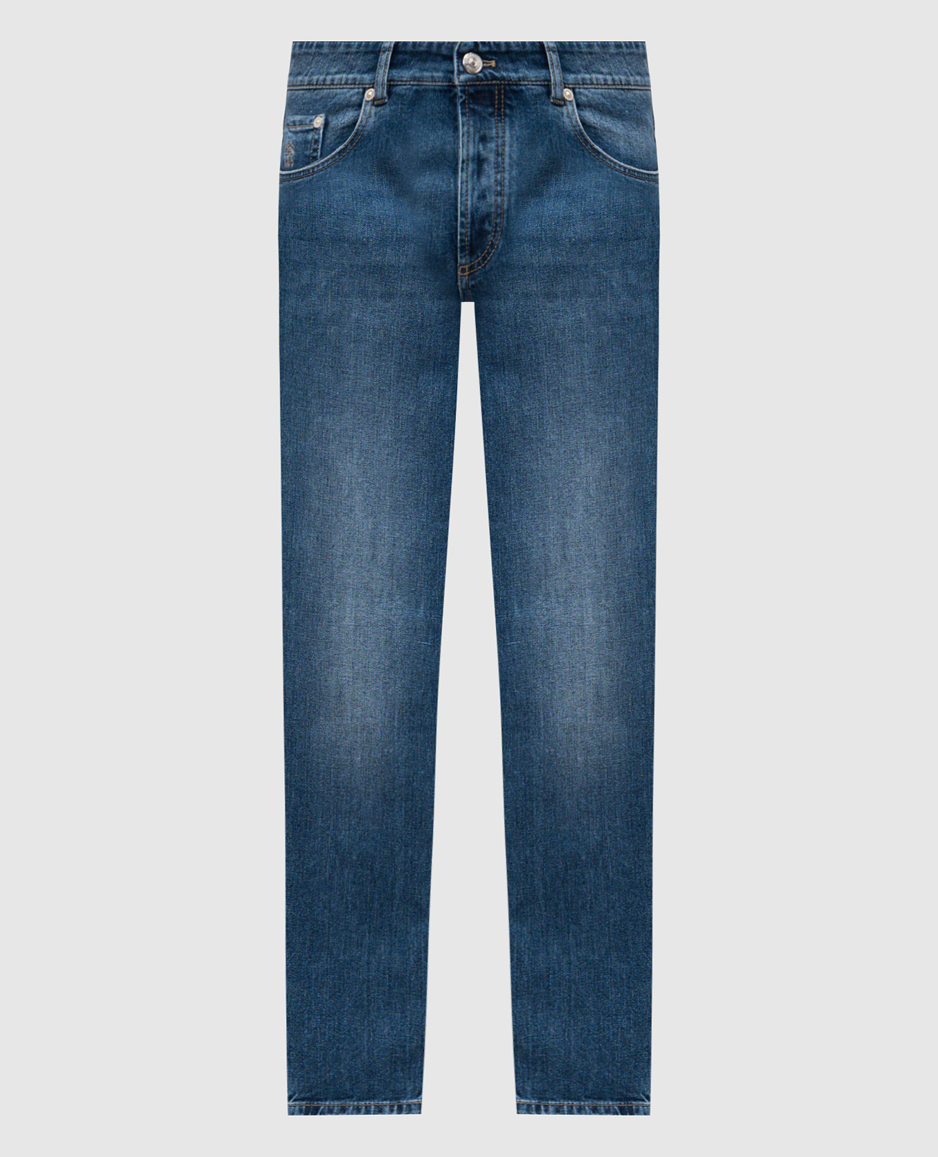 Blue jeans with logo patch Brunello Cucinelli