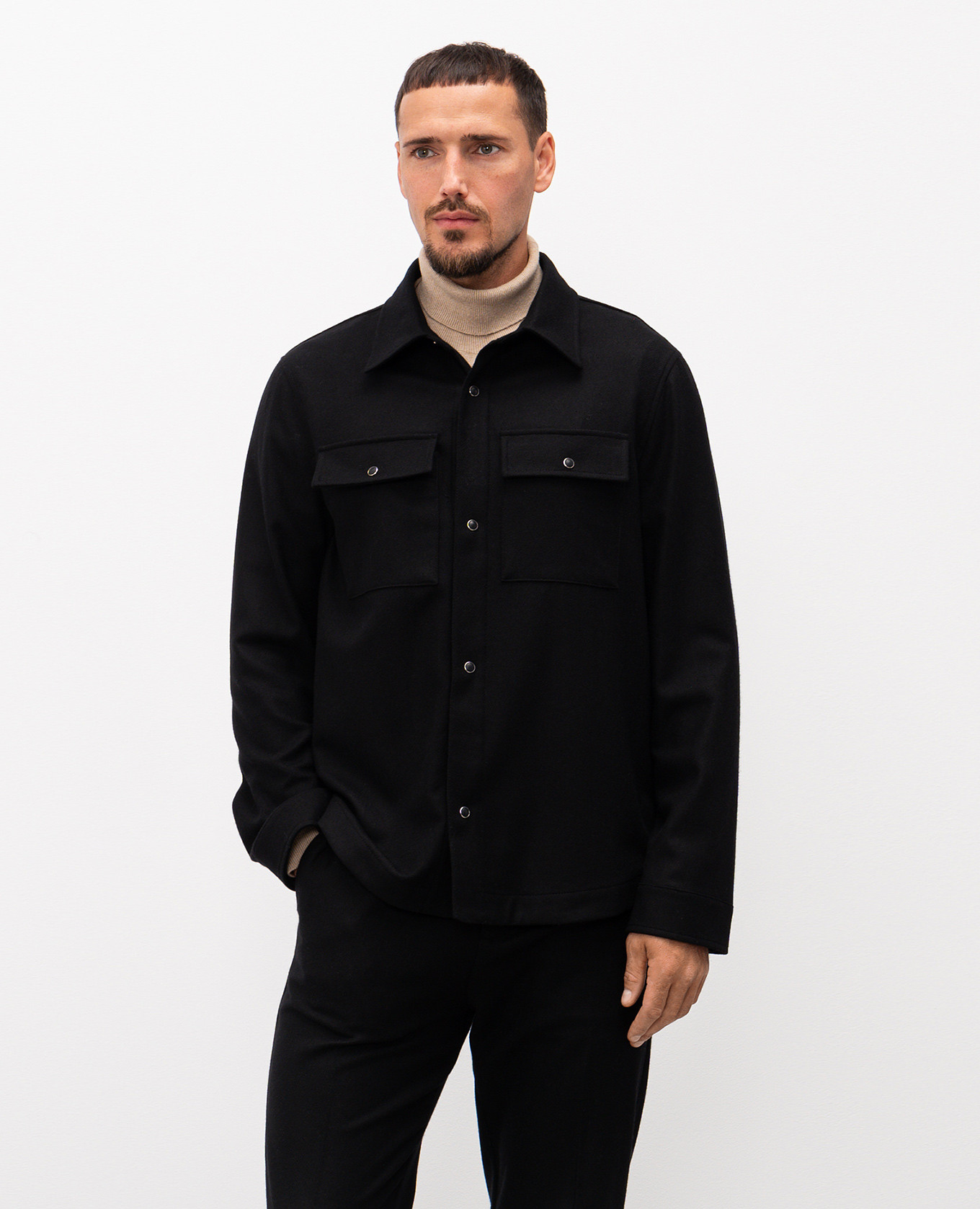 Black wool and cashmere shirt Cashmere&Whiskey 3