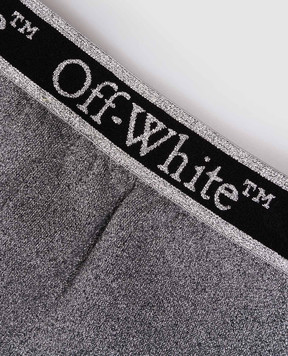 Off-White Children's gray sweatpants with lurex logo pattern OGCH009F24FLE001