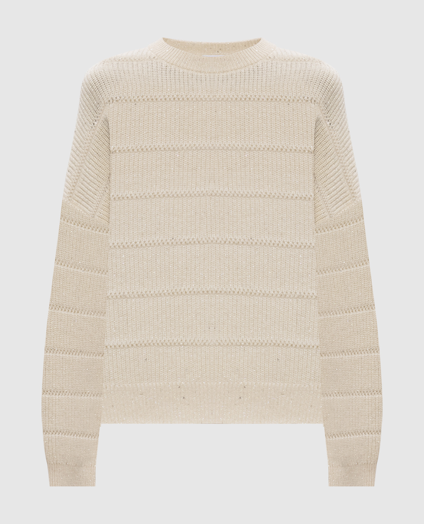 Beige cashmere and wool sweater with lurex Brunello Cucinelli