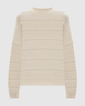 Brunello Cucinelli Beige cashmere and wool sweater with lurex MBM738200P