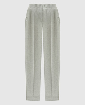 Peserico Gray woolen pants with monil chain with lurex A0457208329