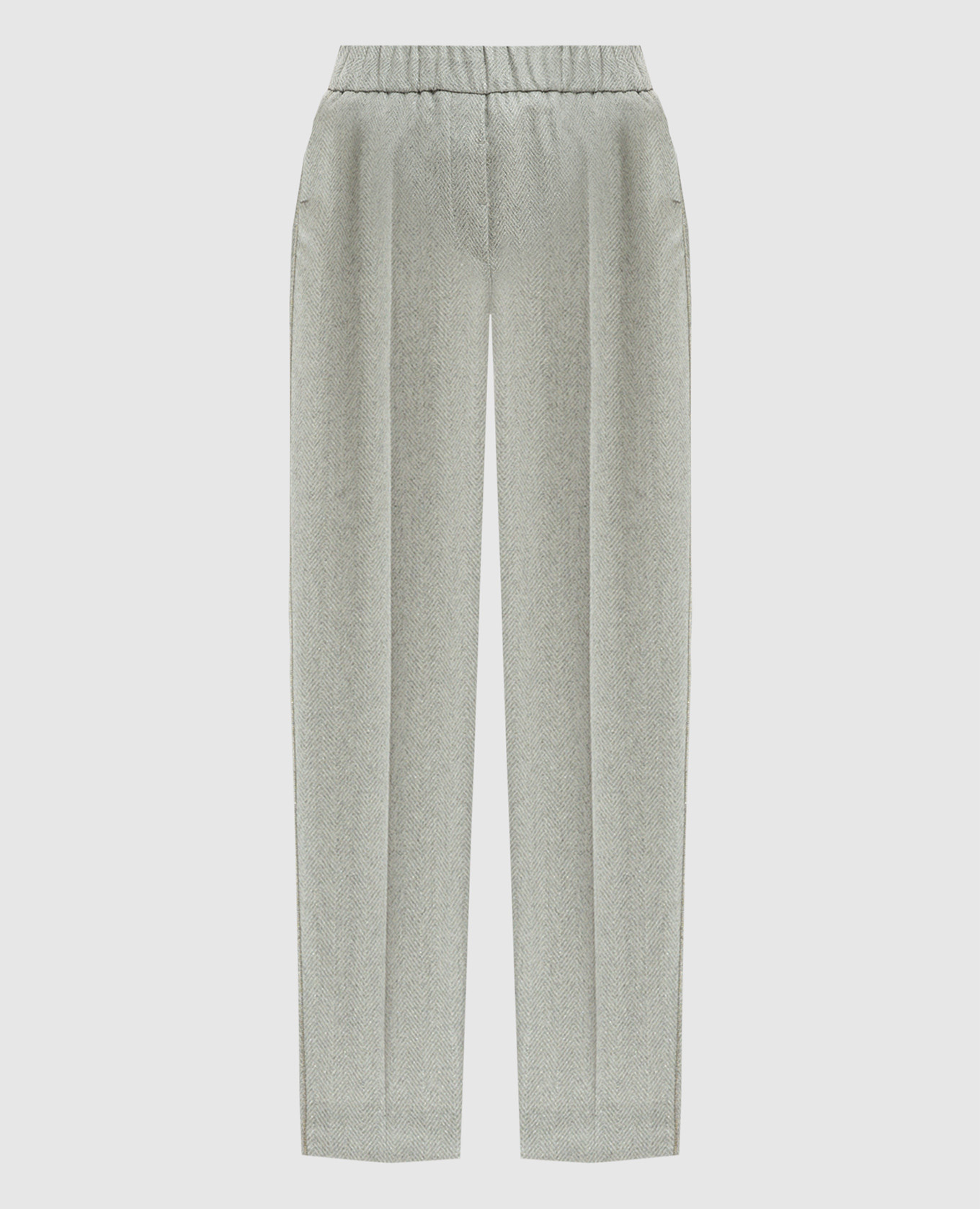 Gray woolen pants with monil chain with lurex Peserico
