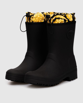 Versace Children's black rubber boots with Medusa emblem 10217201A14773