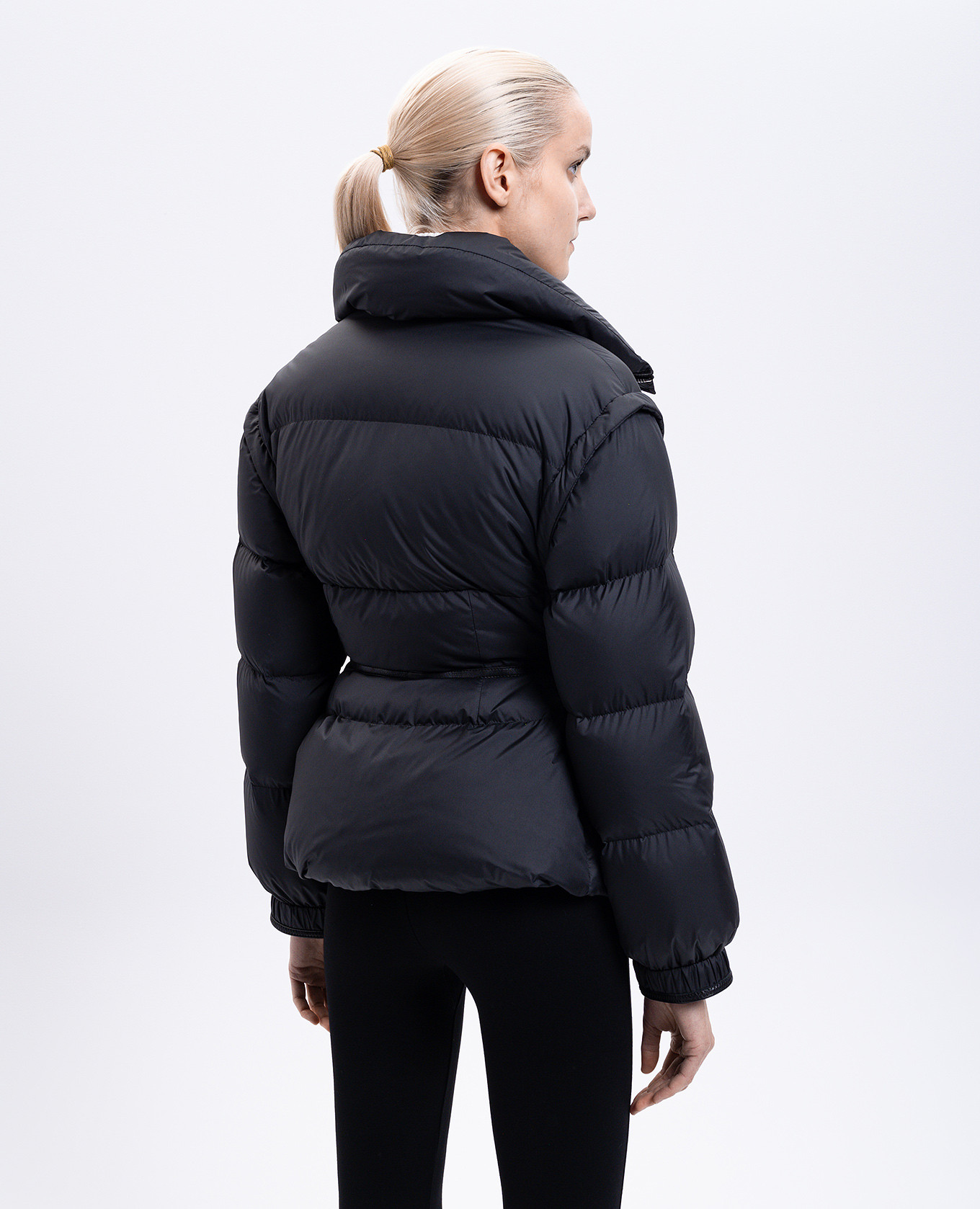 

Black down jacket with leather inserts Tom Ford
