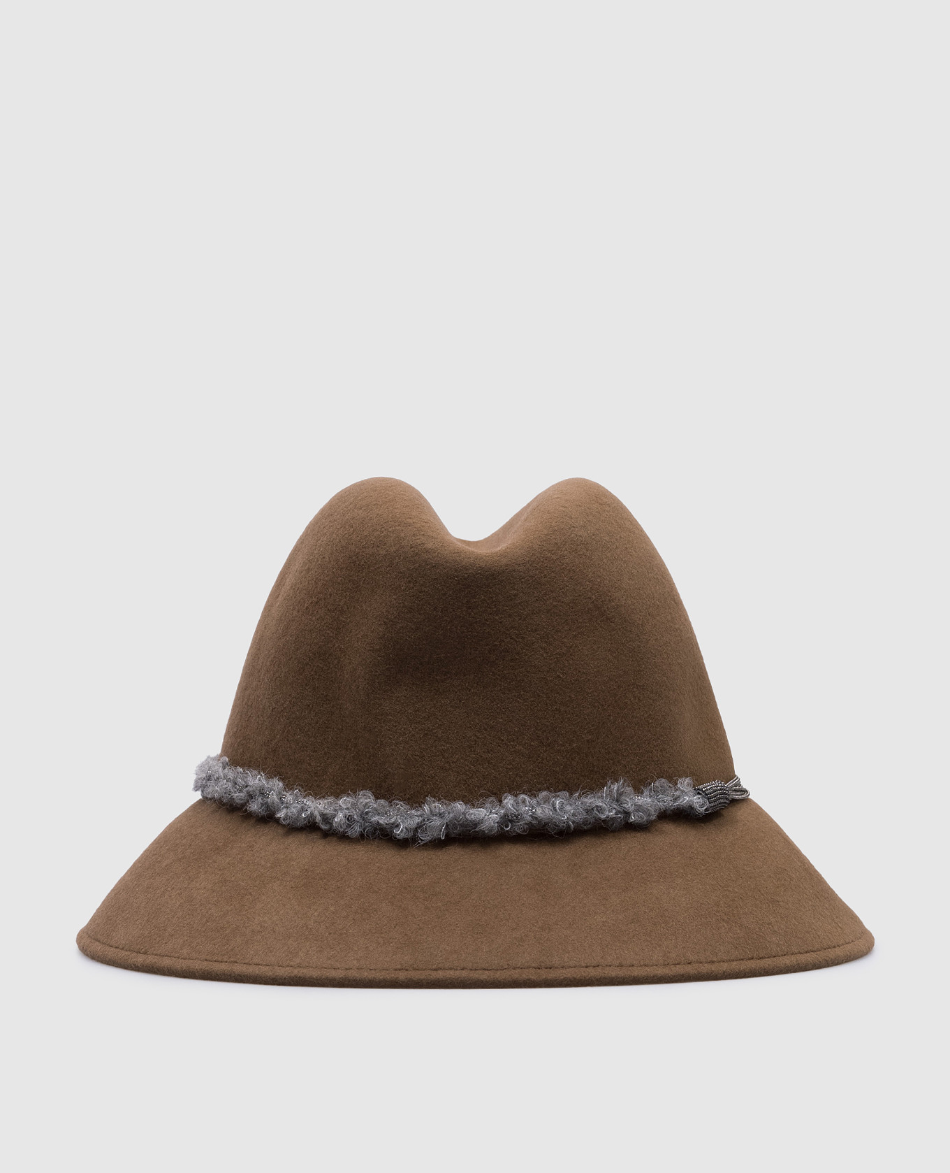 Brown wool hat with monil chain peserico
