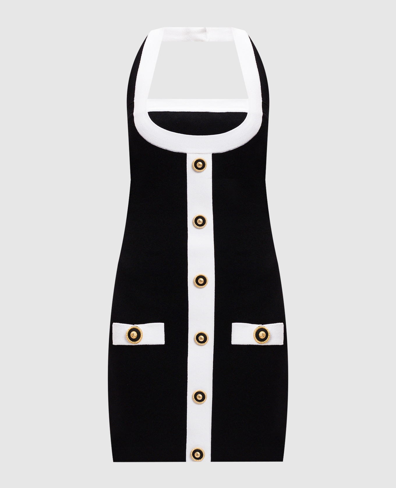 Black mini sheath dress with branded rivets Balmain