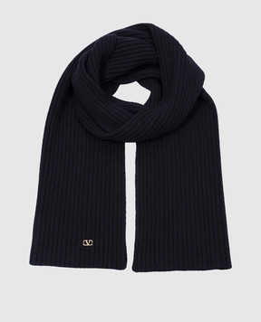 Valentino Blue VLogo ribbed wool scarf 5W2ET01AGPI