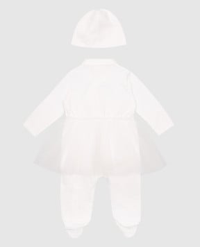 Story Loris Children's white set of overalls, hat and ruffled envelope 30366