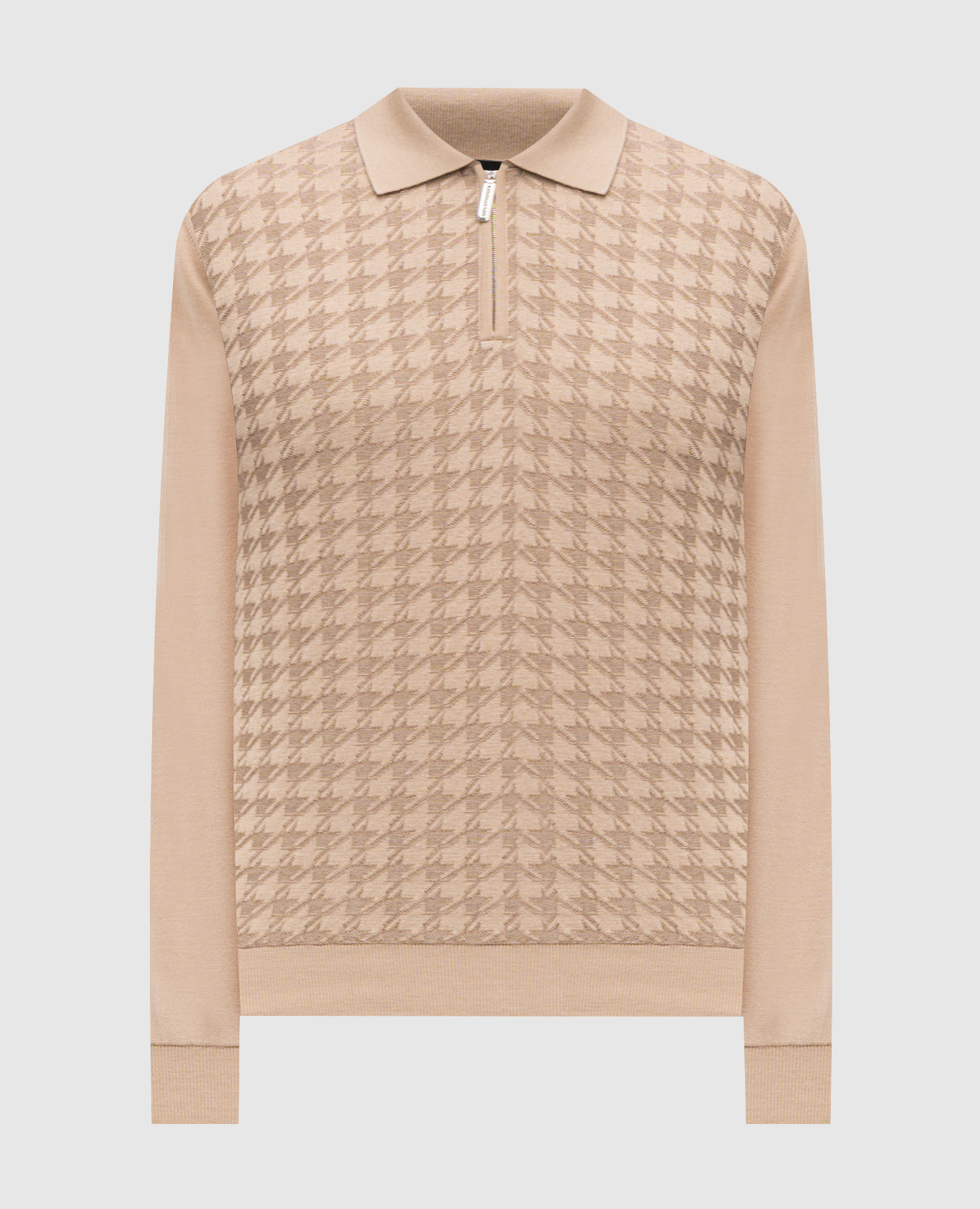 

Beige wool, silk and cashmere polo shirt with a pattern Stefano Ricci