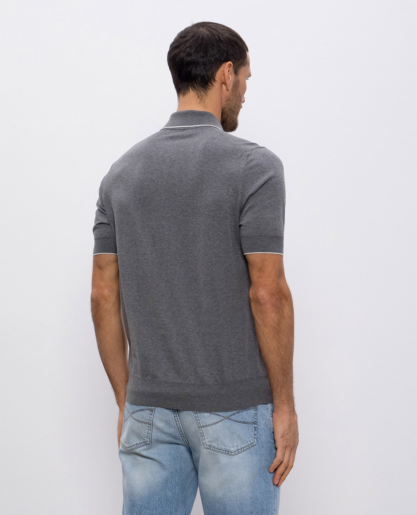 

Grey melange polo shirt Brunello Cucinelli
