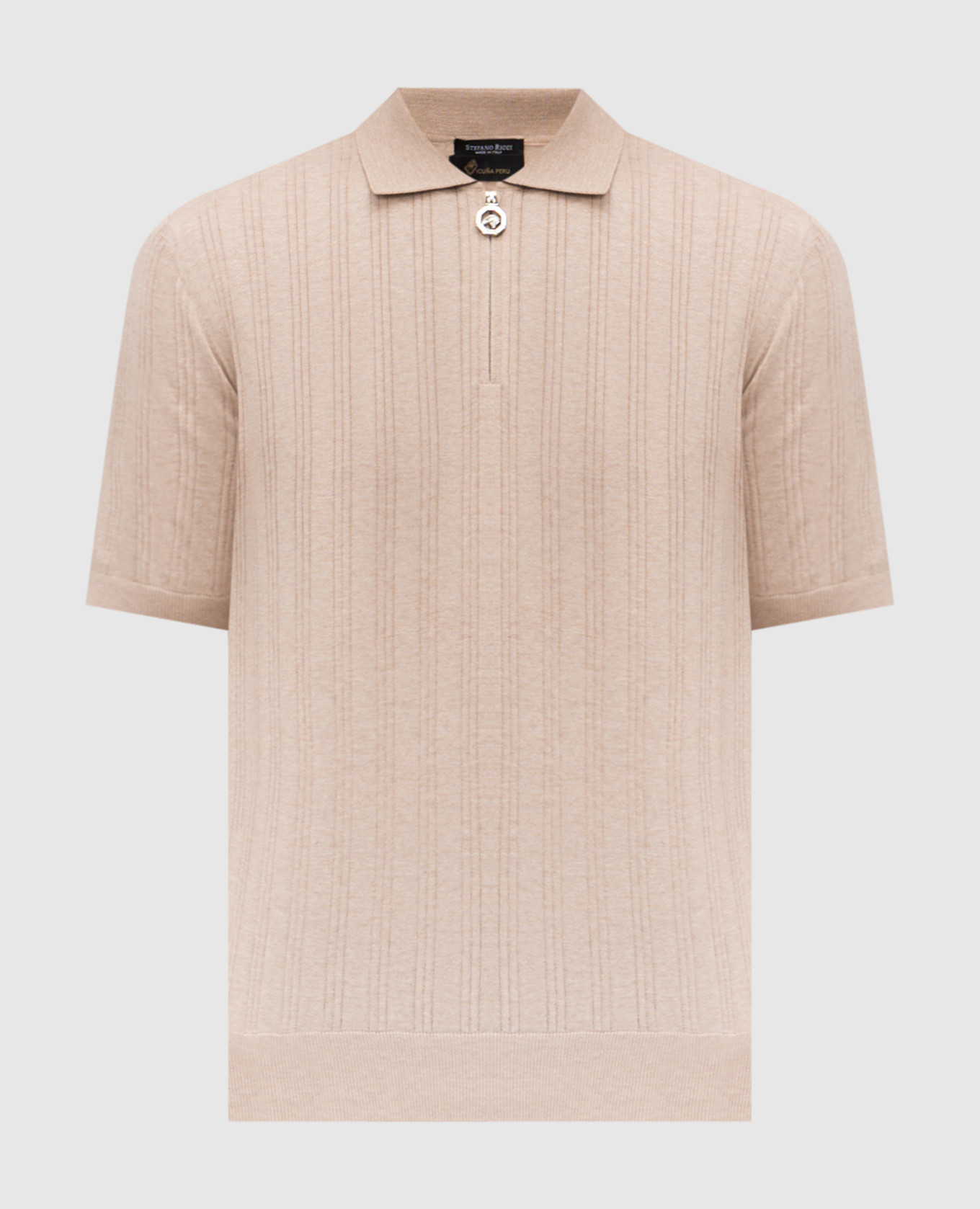 

Beige polo shirt with vicuña wool Stefano Ricci