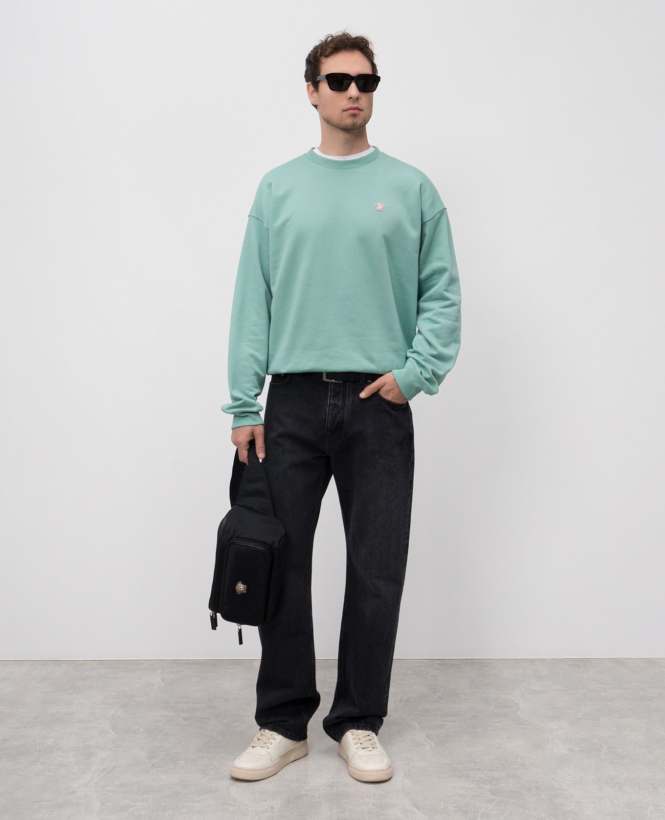 Green sweatshirt with logo patch Versace 2