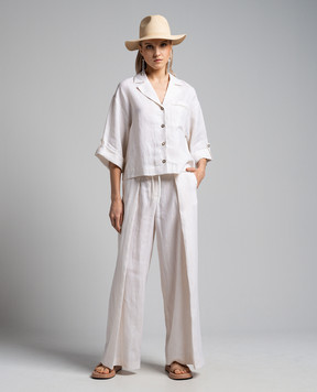 Peserico Beige linen pants P04087A02600