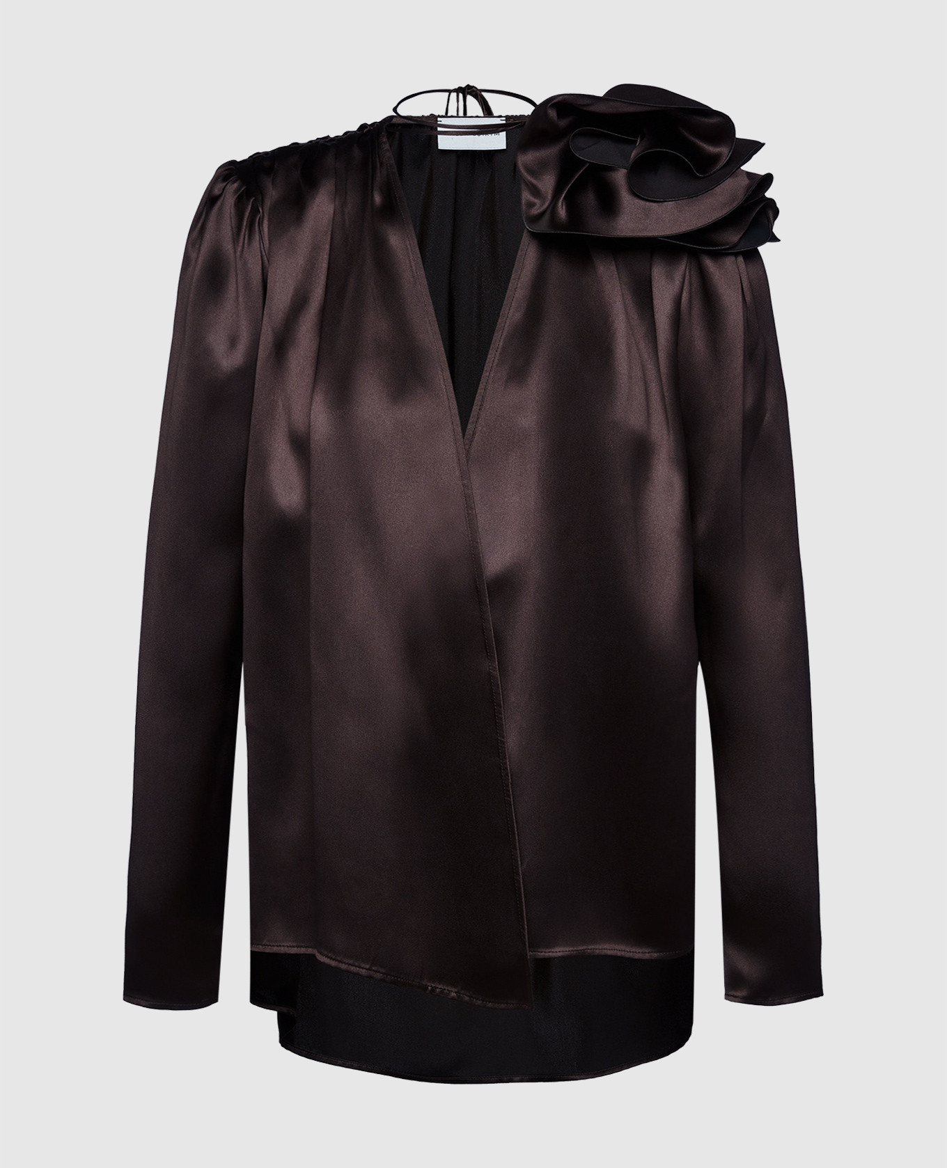 

Brown silk blouse with brooch Magda Butrym