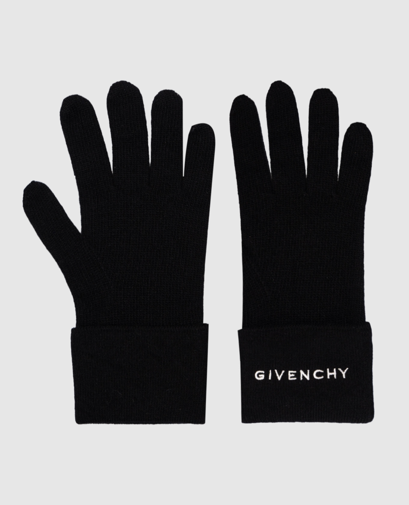 Black wool and cashmere gloves with logo Givenchy