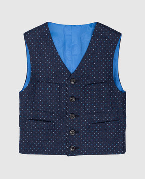 Stefano Ricci Children's blue vest made of wool with a pattern Y1E0101000W806