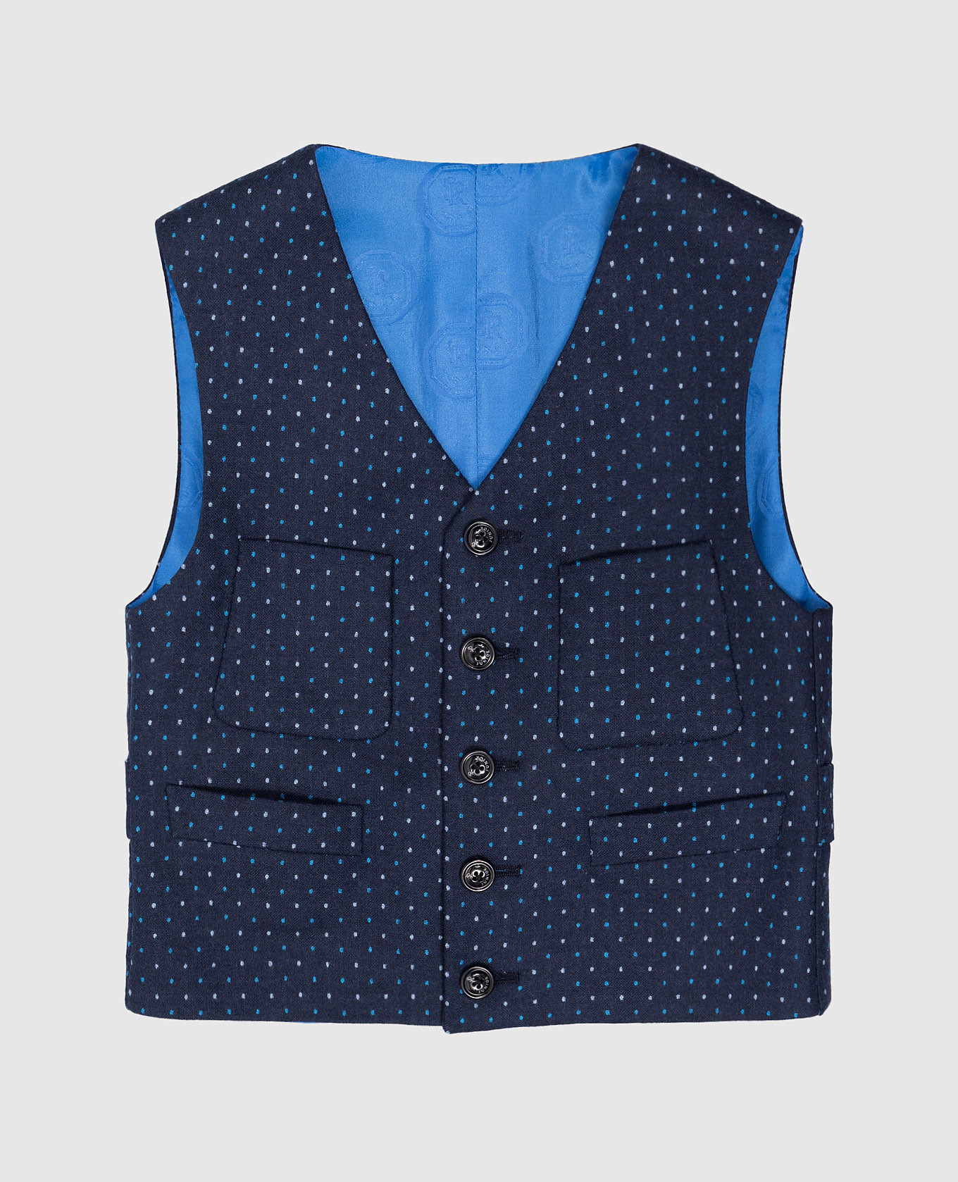 

Children's blue vest made of wool with a pattern Stefano Ricci