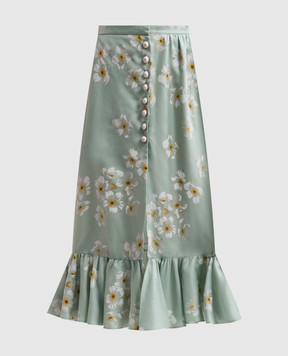 Valentino Green silk skirt with floral print 6B3RACS5952