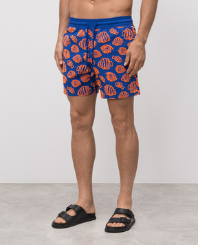 Vilebrequin Blue swim shorts with textured print MOOCD214
